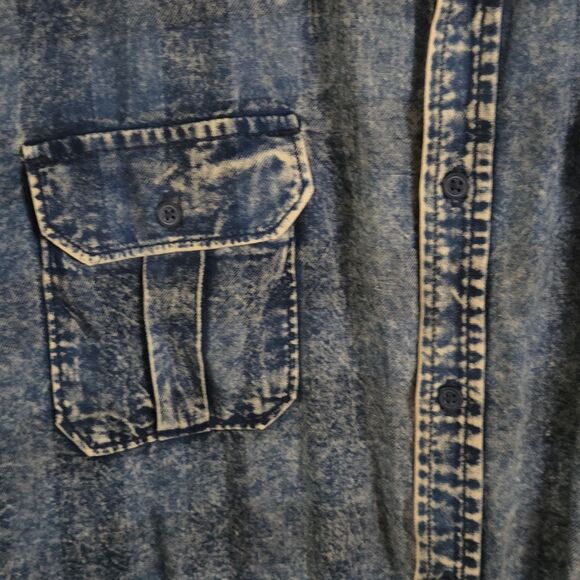 Roebuck & Co Denim Shirt Mens XXL Acid Wash Short Sleeve Button Vintage - Picture 4 of 7